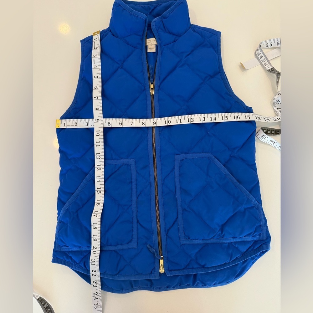 J. Crew Vibrant Blue Down Filled Quilted Zip Up Vest Snow Winter Cold Ski - Picture 6 of 6